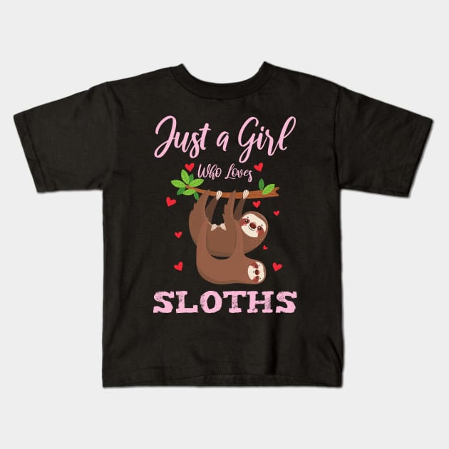 Just a Girl Who Loves Sloths Kids T-Shirt by medrik